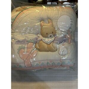 NOS VTG Judi's 3D Desert Animals Baby Crib Nursery SET Pastel Colors Cactus Wolf